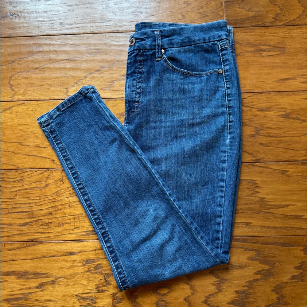 Seven7 Straight Leg Mid-Rise Blue Denim Jeans Size 14 - Picture 2 of 12